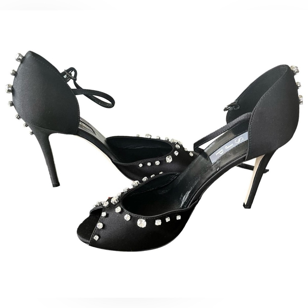SJP by Sarah Jessica Parker Major 100mm Charcoal Satin Sandals - Picture 5 of 6
